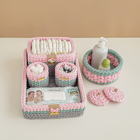 Kit Higiene Completo Rosa e Verde